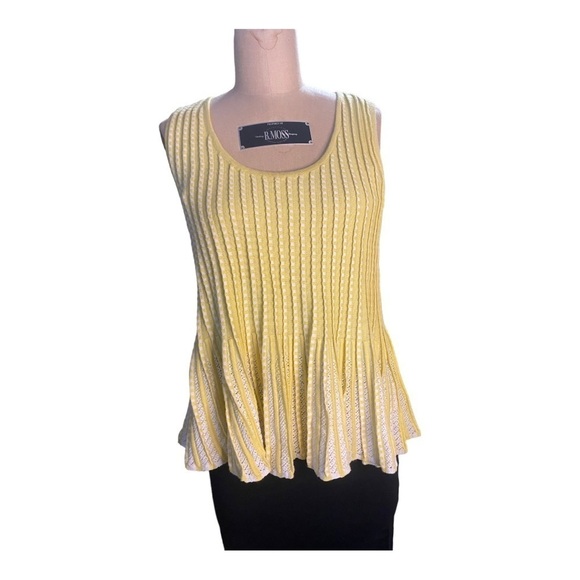 Moth Anthropologie yellow and white knit peplum top - Picture 1 of 7